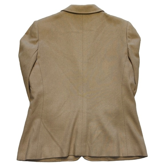 VINTAGE EVAN-PICONE WOMENS TAN WOOL LINED 2-BUTTON BLAZER, PETITE SIZE 12 - Picture 6 of 12